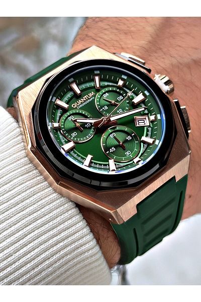 Quantum Functions Active 10 Atm Waterproof Silicone Cord Steel Case Men Wristwatch 1078865