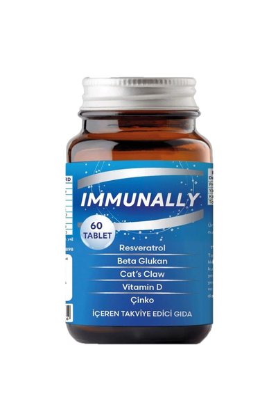 Immunally Supplementary Food Containing Resveratrol, Beta Glucan, Cat's Claw, Vitamin D, Zinc 60 Tablets