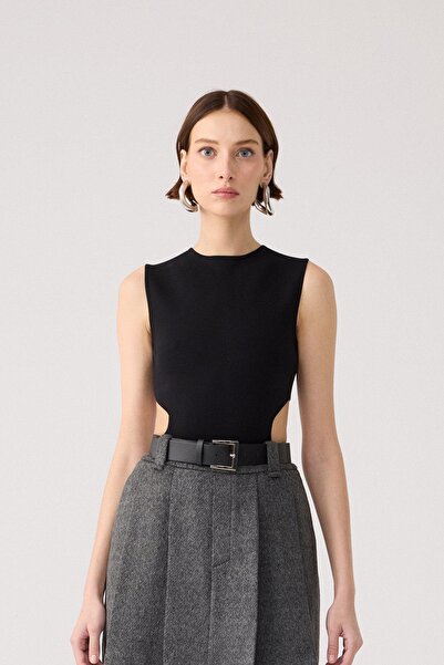 rue Black Knitwear Bodysuit with Low Back Detail