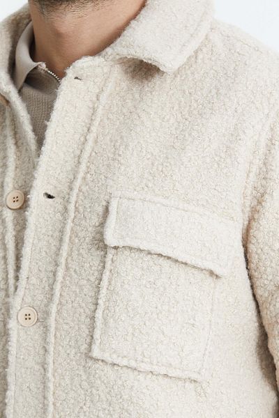 Store 100% Cotton, Shirt Collar, Button Men's Welsoft Plush Jacket