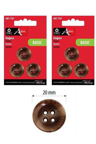ÖZ-EL AŞ 6 Brown Buttons - 20 Mm, Skirt and Sweater Buttons 401 747