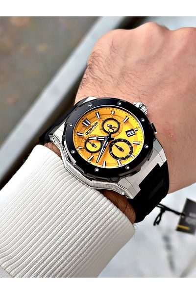 Quantum Function Silicone Cord Steel Case Men's Wrist Watch 1082.311