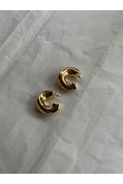 shop Gold Cambered Curved Hoop Earrings