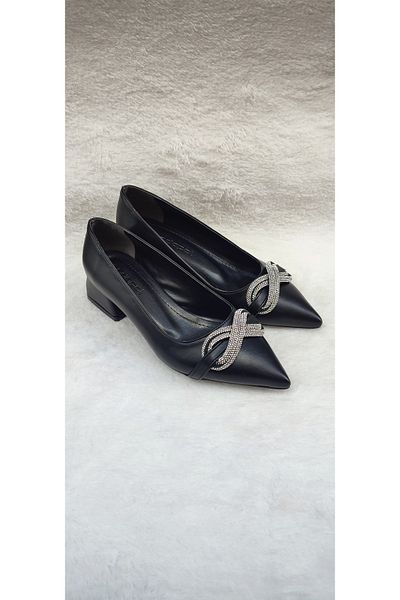 Berush Bride Women's Black Stone 5 cm Heeled Evening Shoes