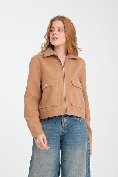 Store 100% Cotton, Side Pocket Zippered Women's Stamp Coat - Jacket