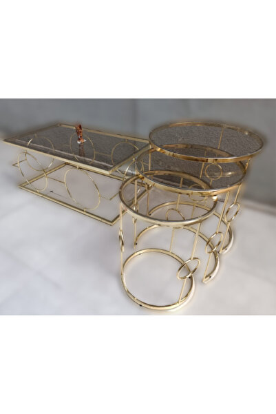 BENGİ TİCARET Orta ve zigon Tk 12230 ZLF Halka sehpa Metal Dalga Ayak Gold Ka...