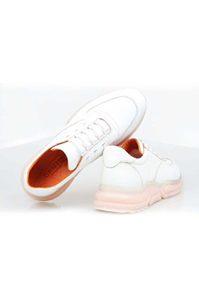 Butik White Color Genuine Leather Men's Casual Shoes
