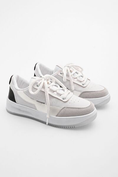 Marjin Kadın Sneaker Yüksek Taban Spor Ayakkabı Loske siyah