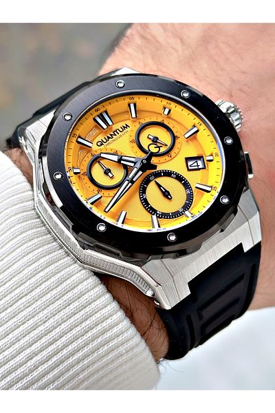 Quantum Function Silicone Cord Steel Case Men's Wrist Watch 1082.311