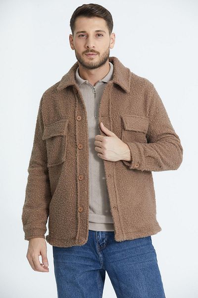 Store 100% Cotton, Shirt Collar, Button Men's Welsoft Plush Jacket