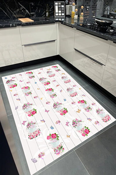 Bordo Halı Yıkanabilir Kaymaz Taban Halı Salon Dekor Yolluk Koridor Mutfak Ha...