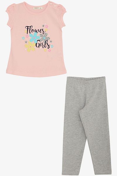 Breeze 1.5-5 Years Girl's Floral Printed Tights - Pink