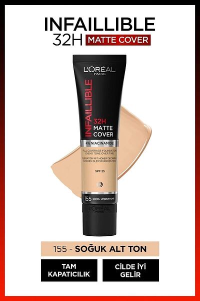 BRONZENET Infallible Matte Cover Foundation 155 Natural Rose.