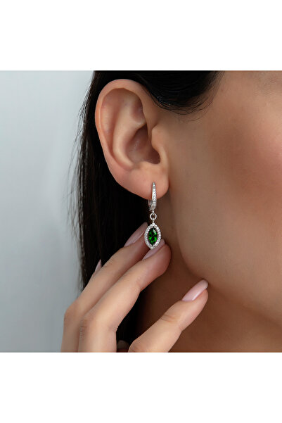 Usho Jewelry 925 Ayar Gümüş Pırlanta Modeli İtalyan Zincir Mekik Küpe