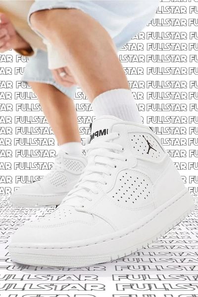 Nike Jordan Access Jumpman Leather Sneaker Γνήσιο δερμάτινο ψηλό αθλητικό παπούτσια Λευκό Λευκό