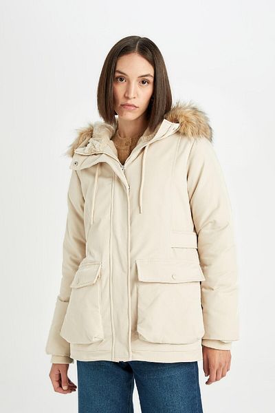 DeFacto Parka-Mantel – wasserabweisend, mit Kapuze, Kunstfell, Reißverschlusstasche C6668AX24WN