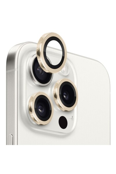 Ally iPhone 15 Pro/15 Pro Max Kamera Lens Koruma Cami GOLD