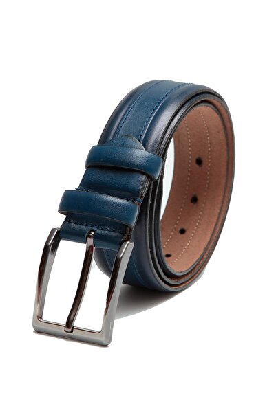 Esgue Curea bleumarin din piele naturală de 3,5 cm