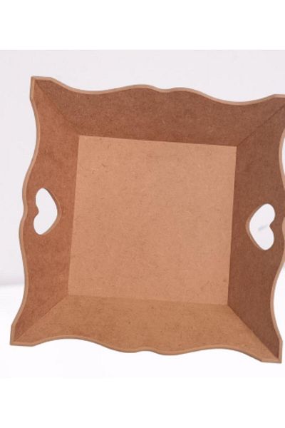 BENGİ TİCARET Hobby Erdl Decorative 90057 Model Bread Tray Wave Edge Hearted Wooden Mdf Handmade