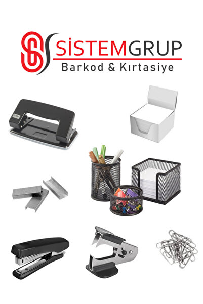 sistem Masa Üstü Ofis Seti Kalemlik Zımba Makinesi  Delegeç Küp Notluk