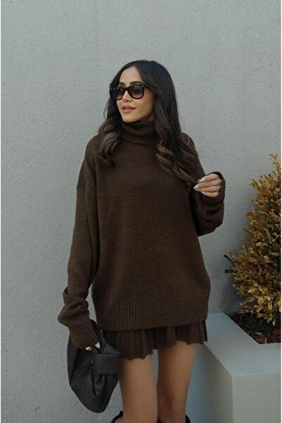 Askı Nişantaşı Bitter Brown Turtleneck Knitwear Skirt Suit 122-00511
