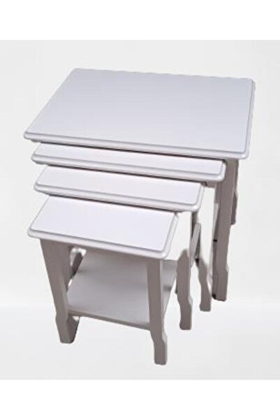 BENGİ TİCARET Zigon ILGZ 90014 Sehpa Kayın Ahşap Klasik Model Parlak Beyaz La...