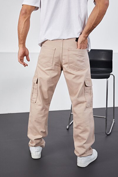 LTC Jeans Ανδρικό μπεζ φαρδύ παντελόνι Comfortable Fit Cargo