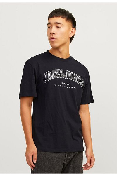 Jack & Jones Logo Jack Jones Slogan - Tricou negru pentru bărbați