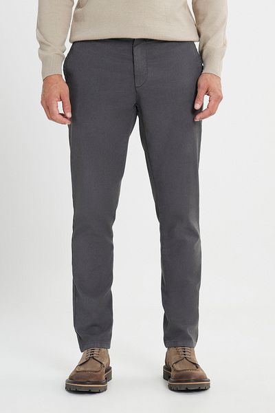 ALTINYILDIZ CLASSICS Men's Anthracite Cotton Slim Fit Slim Fit Diagonal Pattern Pleated Side Pocket Casual Pants