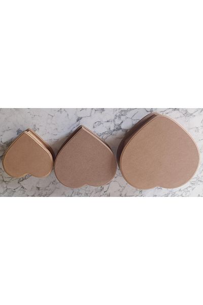 BENGİ TİCARET Hobby Adn 90201 - 3-Piece Wooden Raw MDF Heart Box Set, For Handmade Dispatch