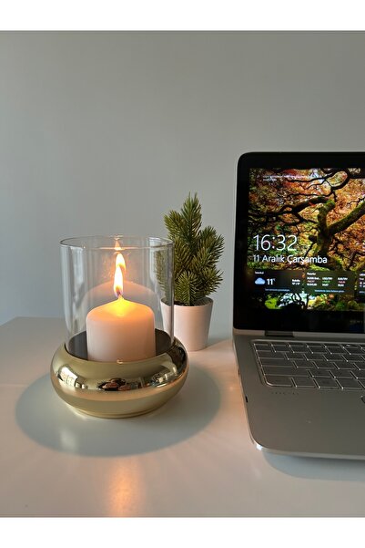 ASR Mumluk  Metal Cam Şık Dekoratif Mum Tutucu Ev Aksesuar Hediyelik