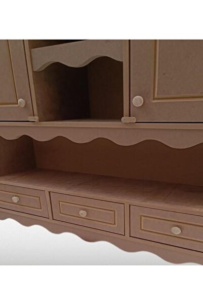 BENGİ TİCARET Hobi ADN 90357 Mutfak Dolap Terek Klasik Model CNC Kesim Ahşap MDF Ham El Yapım