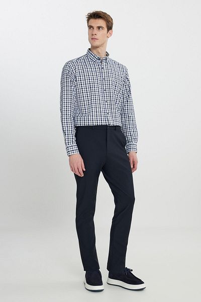 ALTINYILDIZ CLASSICS Ανδρικό παντελόνι με μπλέ Navy Slim Fit με λεπτή εφαρμογή με πλαϊνή τσέπη με δεμένη μέση