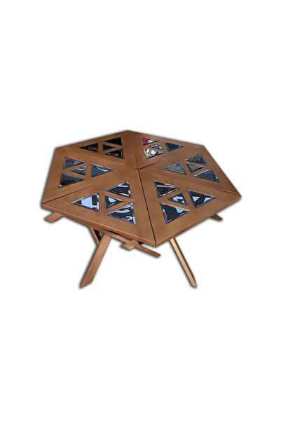 BENGİ TİCARET Orta Sehpa-Zigon 13668 Yonca Model Geometrik Ceviz Kayın Retro ...
