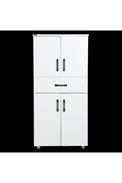 BENGİ TİCARET Çok Amaçlı 12949 Dolap Model 130 Hard Parlak Beyaz Suntalem 4 Raf 1 Çekm El Yapım