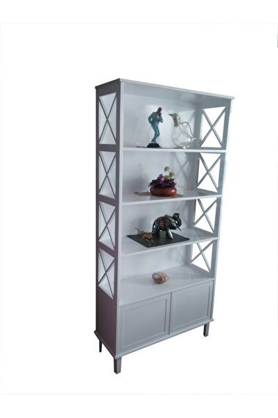 BENGİ TİCARET Kitaplık X 17614 ÇAPRAZ Yan Model Alt Kapak raf Kayın MDF Torna...