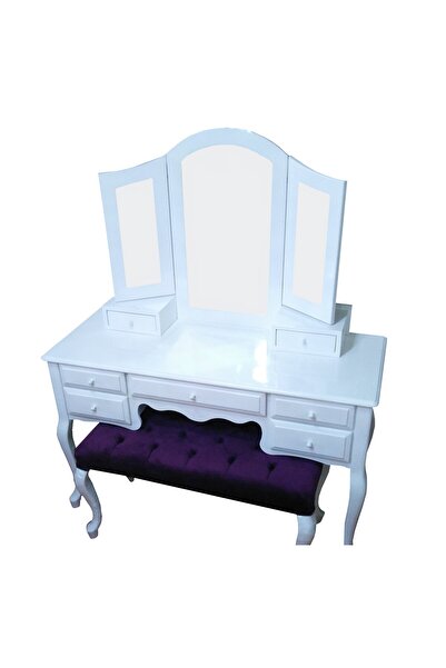 BENGİ TİCARET Makyaj Masa 17954 Dresuar Klasik Kayın Aslan ayak Kanat ayna Be...