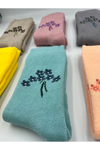 B Beşiroğlu Since 1980 Женски дебели вълнени памучни цветни дълги чорапи с детайли, които ви държат топли и без миризма