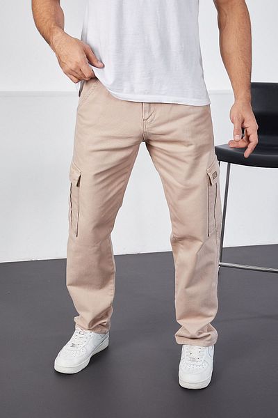 LTC Jeans Ανδρικό μπεζ φαρδύ παντελόνι Comfortable Fit Cargo