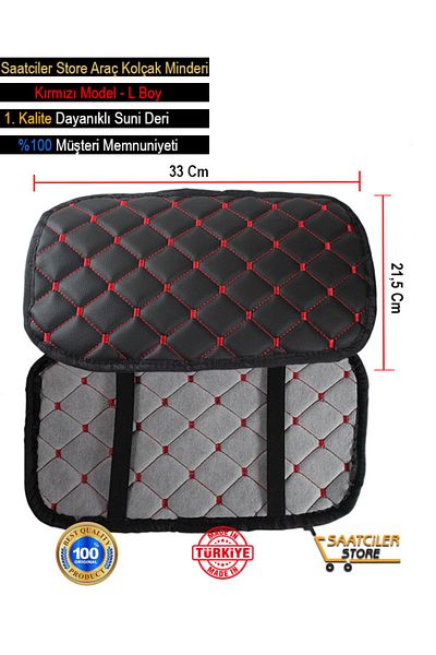 Aysoto Mini One New Custom Leather Auto Armrest Case Cover Capitone Sponge Red Embroidered