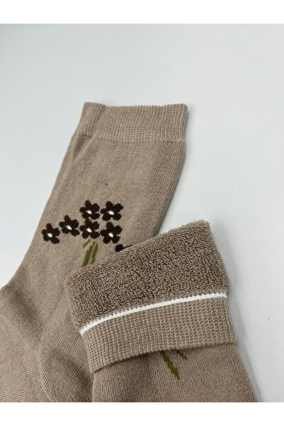 B Beşiroğlu Since 1980 Женски дебели вълнени памучни цветни дълги чорапи с детайли, които ви държат топли и без миризма