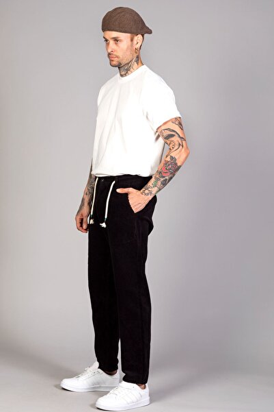 LTC Jeans Ανδρικό μαύρο βελούδινο παντελόνι με άνετη εφαρμογή