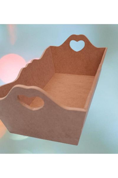 BENGİ TİCARET Hobby Erdl 90056 Decorative Model Bread Tray Wooden Mdf Heart Handmade