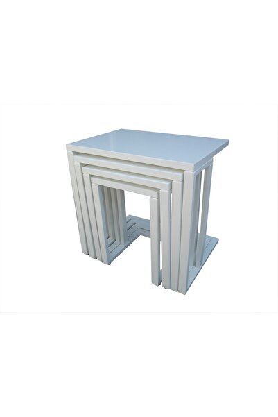 BENGİ TİCARET Zigon ILGZ 13676 C Sehpa Parlak Lake Krem Renk Ahşap kayın teke...