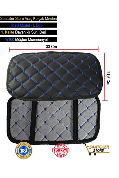BAVETA Suzuki Splash New Special Leather Auto Armrest Case Cover Capitone with Sponge Blue Embroidery