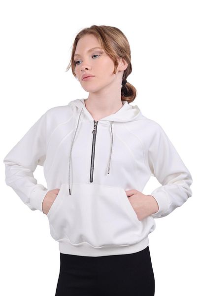 Rays 9162m Half Zip Detail Sweat White