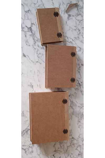 BENGİ TİCARET Hobby Adn 90203 - Set of 3 Wooden MDF Raw Ankara Sites Book Box Handmade Product