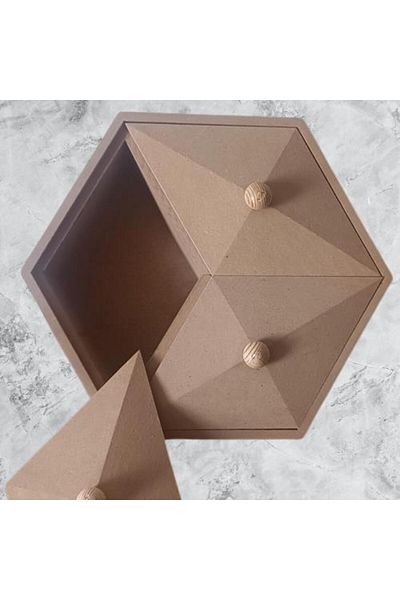 BENGİ TİCARET Hobby Adn 90251 - Pyramid Box Decorative, Wooden Mdf, Raw Cnc Cut