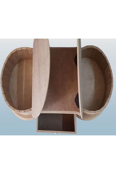 BENGİ TİCARET Hobby Adn 90239 - Wooden Mdf Box with Decorative Lid, Single Drawer, Handmade Raw Model