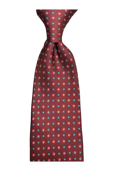 CROATE 100% Silk Screen Print Burgundy Tie
